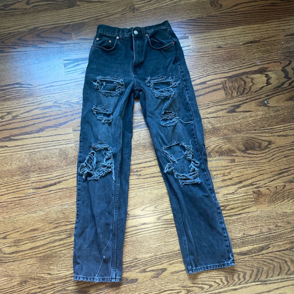 BDG Urban Outfitters Charcoal Black Ripped High Waisted Jeans